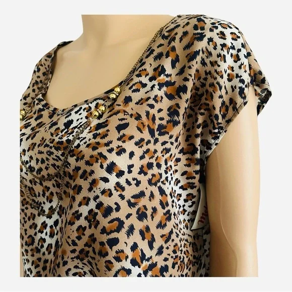 WIP Melody semi casual topshirt M scoop neck leopard print detailed back - Picture 4 of 14